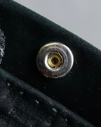 "HERMES" Tout en Douceur black suede panel line shoulder bag