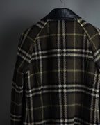 "BURBERRY" Leather switching design check tweed coat