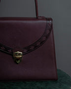 "YVES SAINT LAURENT" Diamond trim design 2way leather handle bag