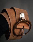 "DIESEL" 00’s Turquoise-studded embossed suede belt