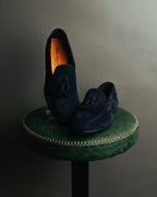"Santoni" 2010's-2020's Elegant navy suede tassel loafers