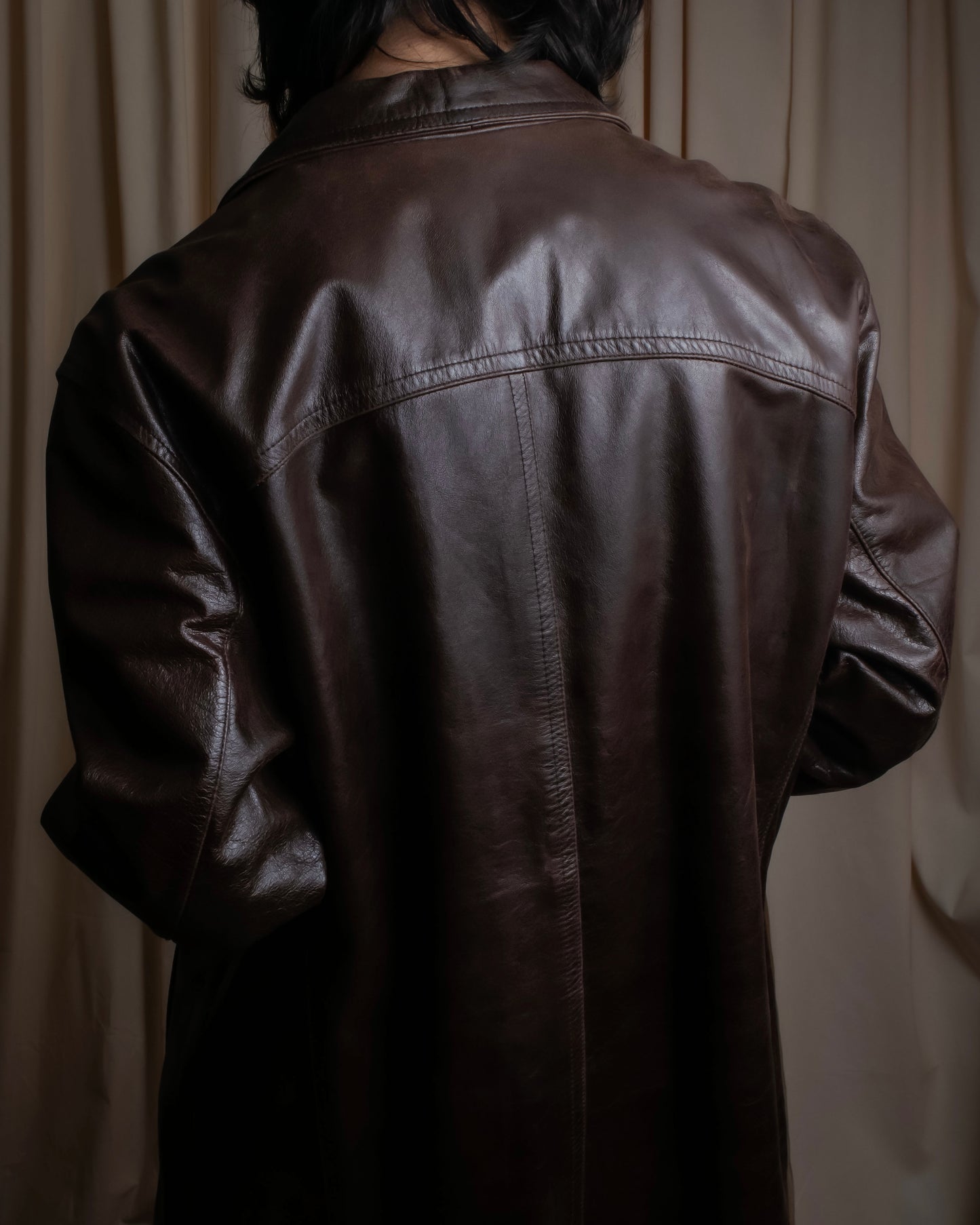 "Vintage 100% cow leather oversized tailored jacket"