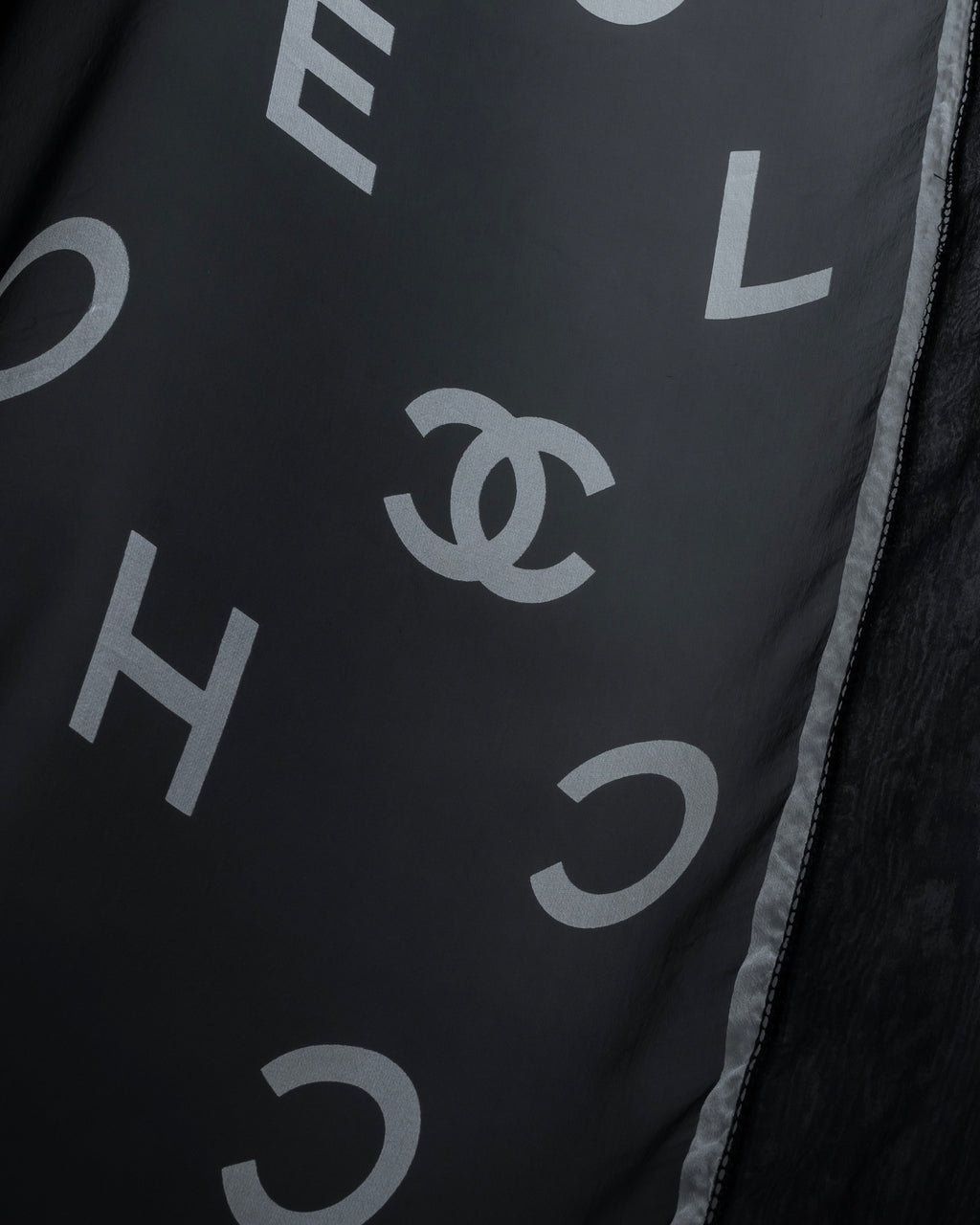 "CHANEL" Typography logo engraved large scarf