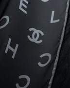 "CHANEL" Typography logo engraved large scarf