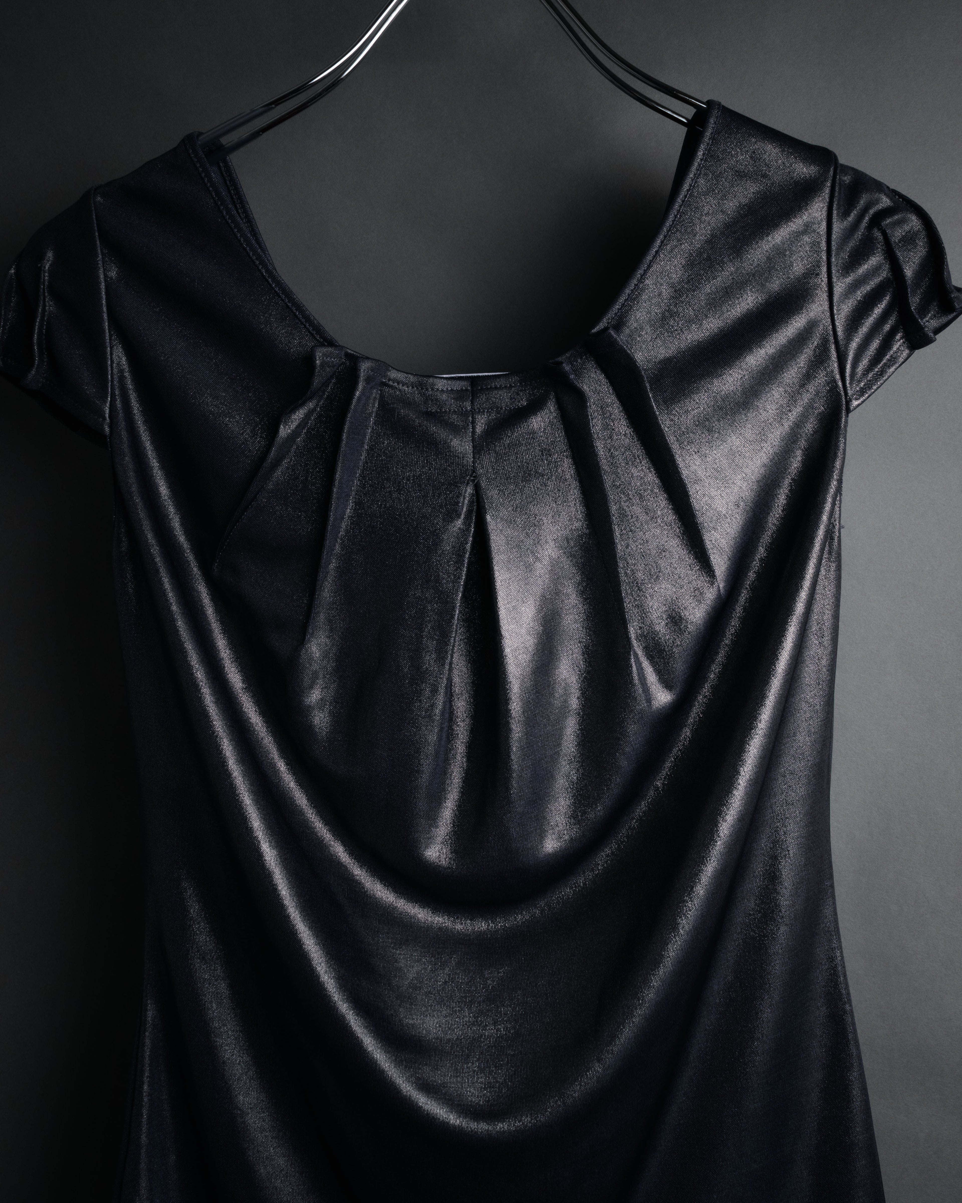 “Christian Dior” 2000’s Metallic draped cap sleeve top