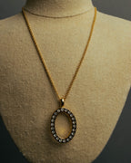 "Christian Dior" 80's-00's Rhinestone oval pendant necklace