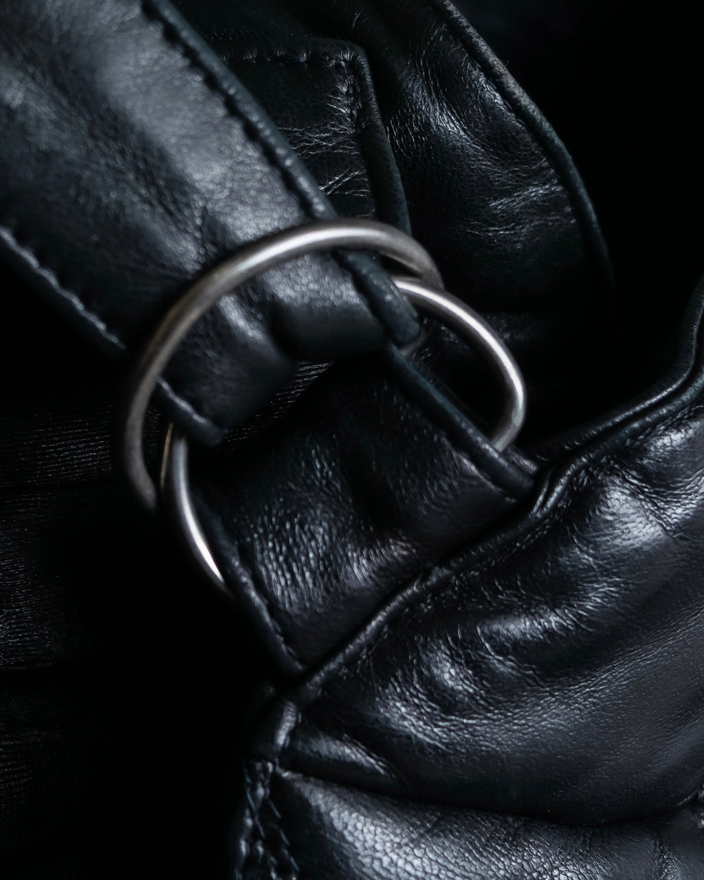 "Claude Montana" Drawcord detail stand-up collar leather blouson