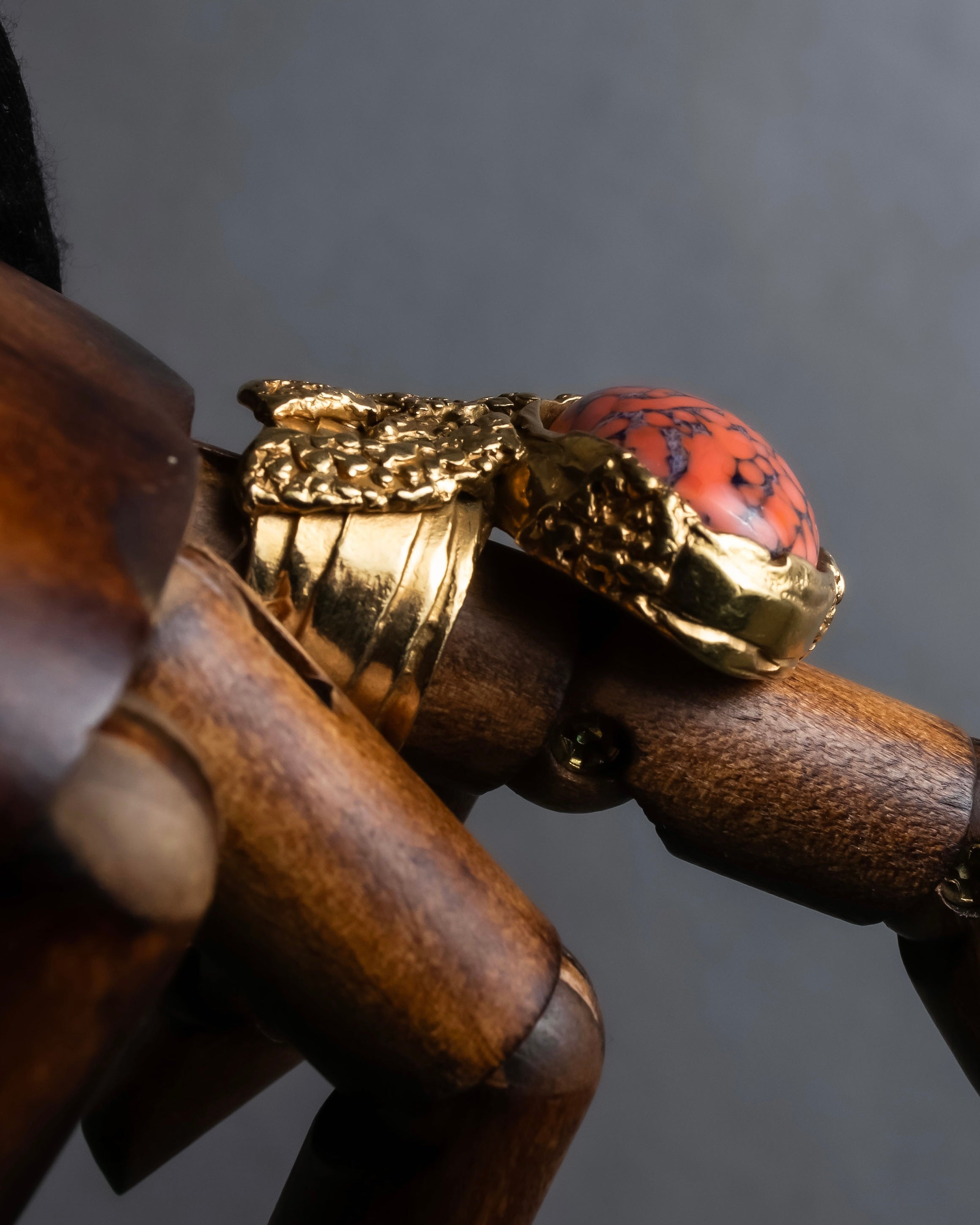 "YVES SAINT LAURENT" Treasure box style turquoise artillery ring