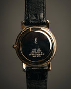 “Yves Saint Laurent” 80’s-90’s coin edge quartz leather watch
