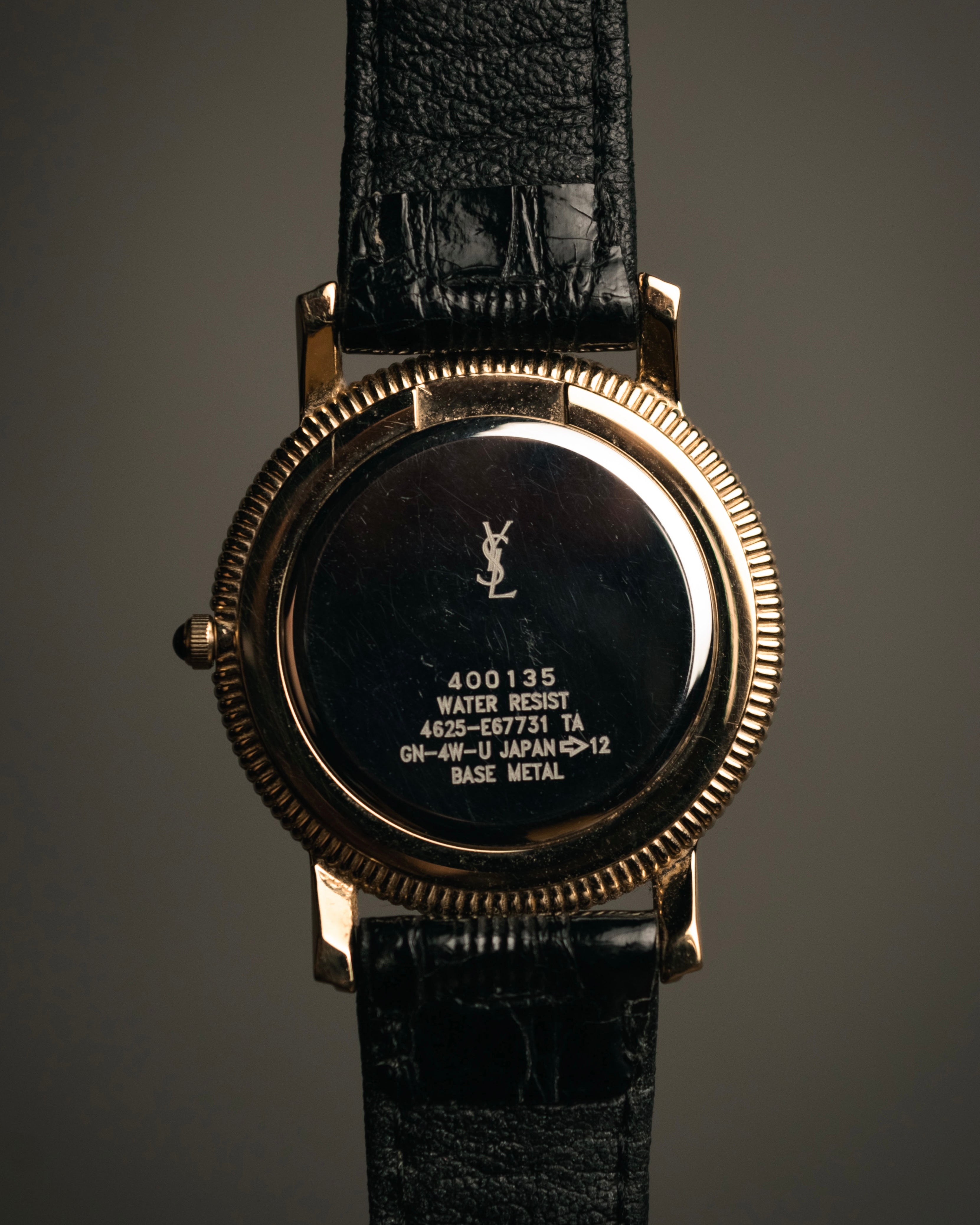 “Yves Saint Laurent” 80’s-90’s coin edge quartz leather watch