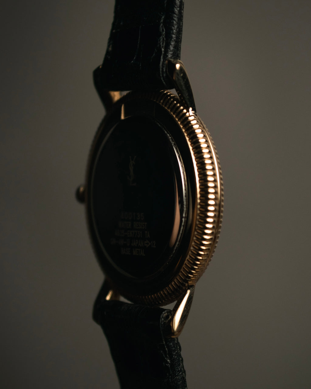 “Yves Saint Laurent” 80’s-90’s coin edge quartz leather watch
