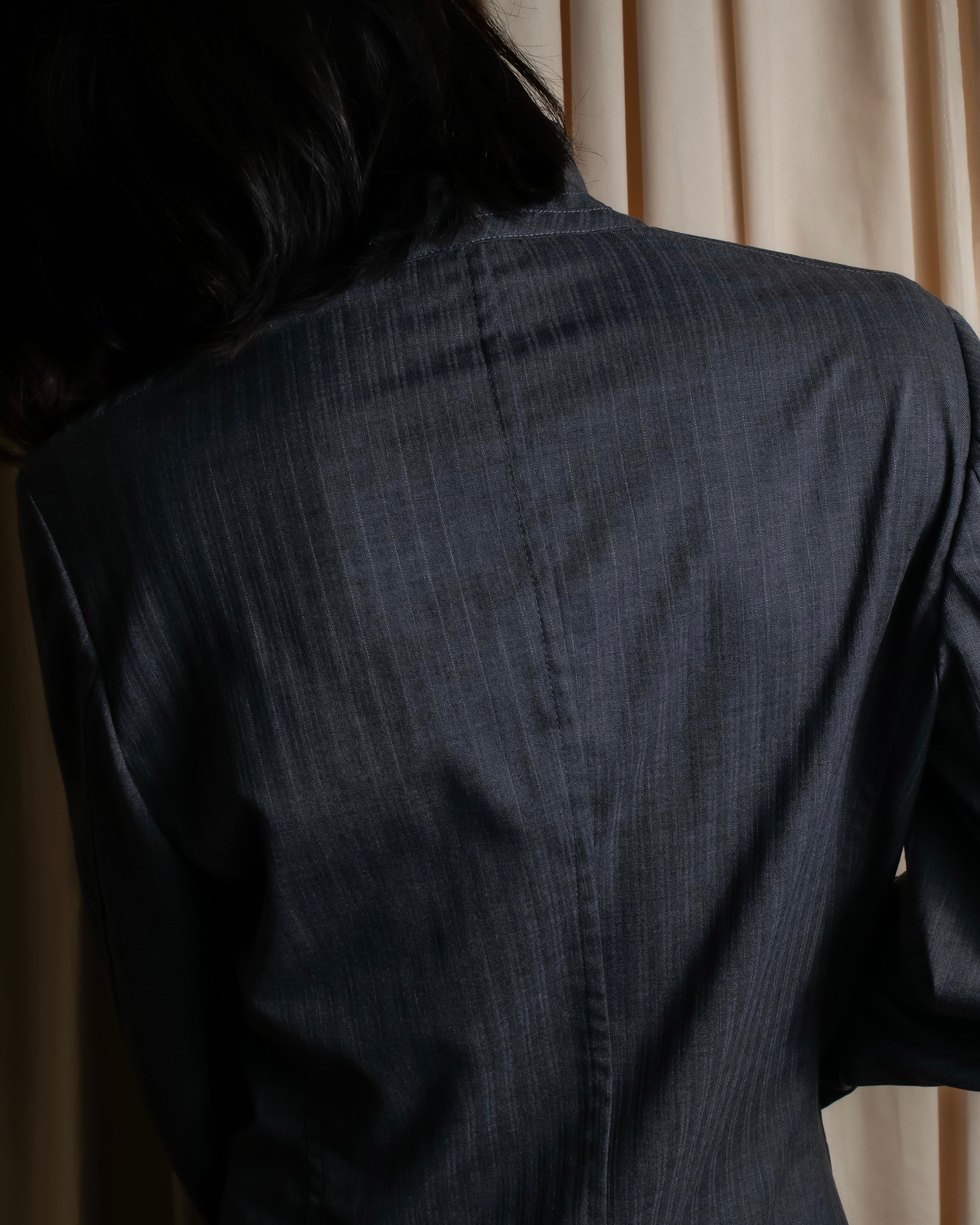 "COMME des GARCONS HOMME PLUS" 14SS modified lapel design striped jacket