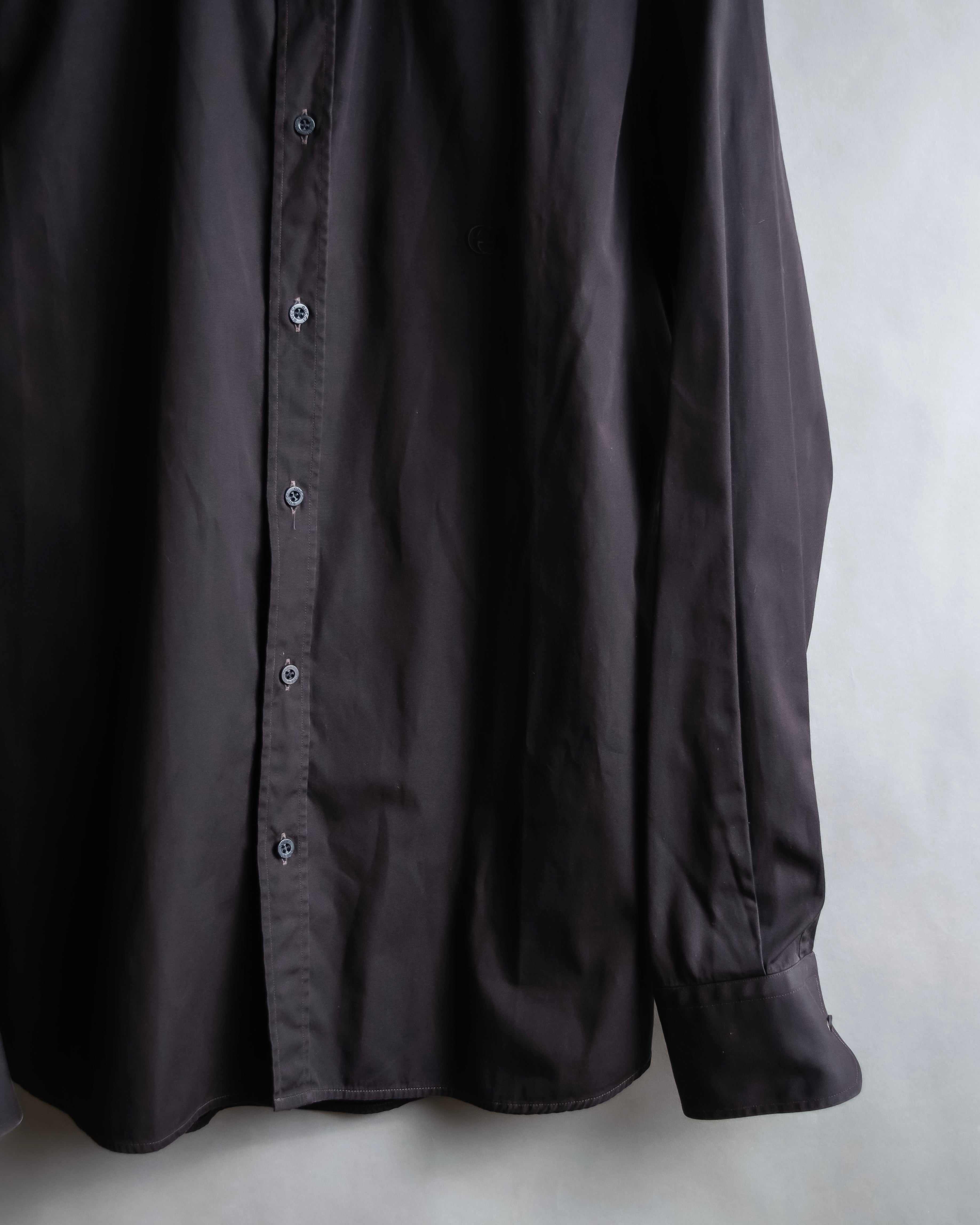 "GUCCI" Spread collar embroidered cotton shirt