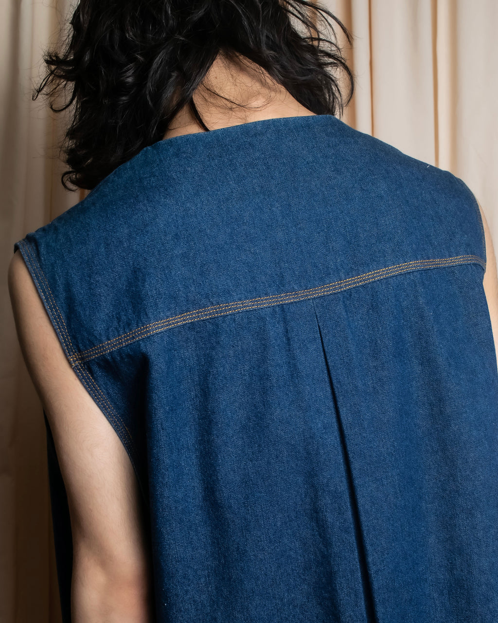 "Vintage stitch design denim vest"