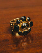 -SPECIAL- "CHANEL" 2007 AW Coco mark black cabochon ring