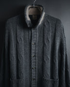 "H953" Shearling-collared cable-knit jacket