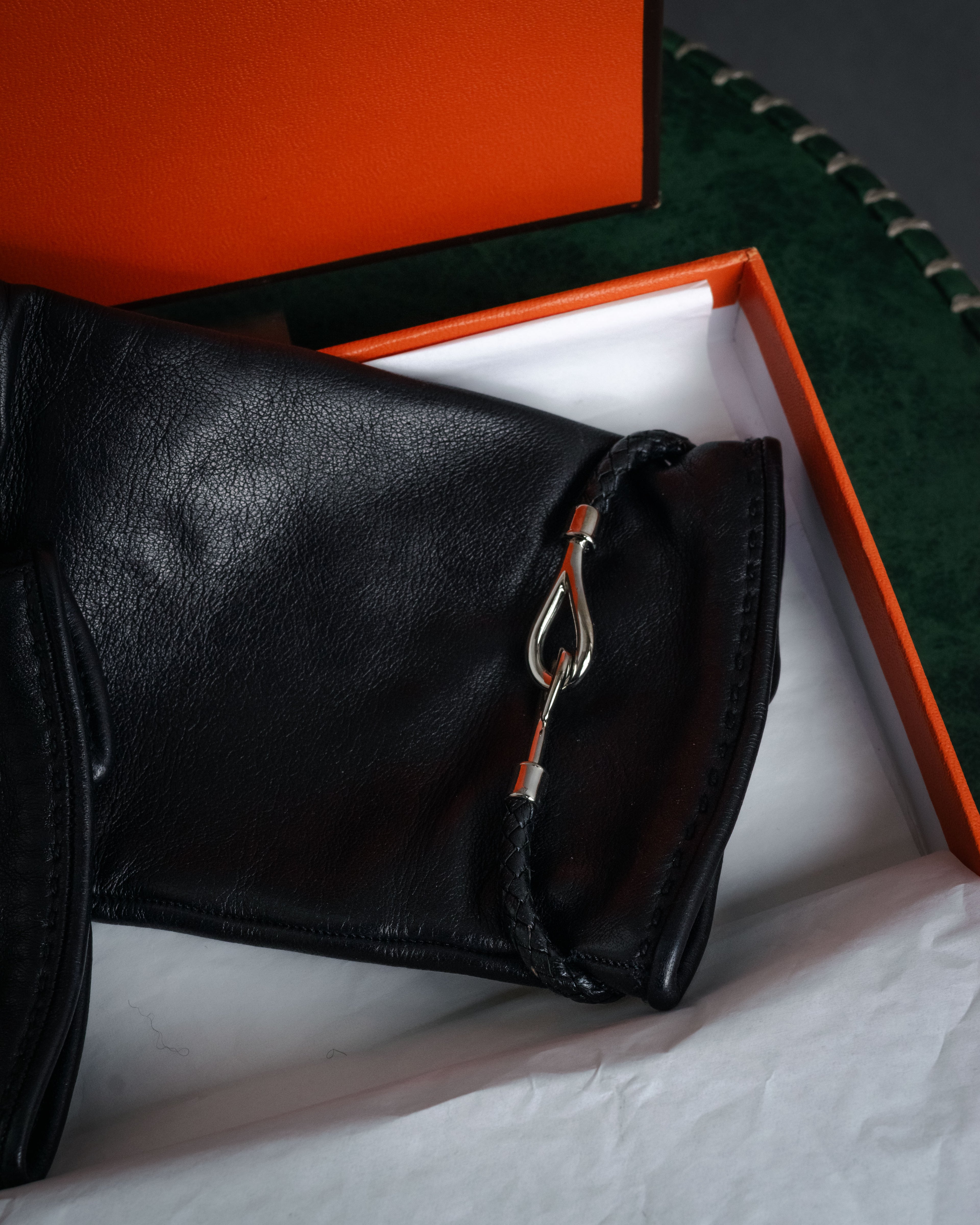 “HERMES” 2000’s Jumbo hook leather gloves
