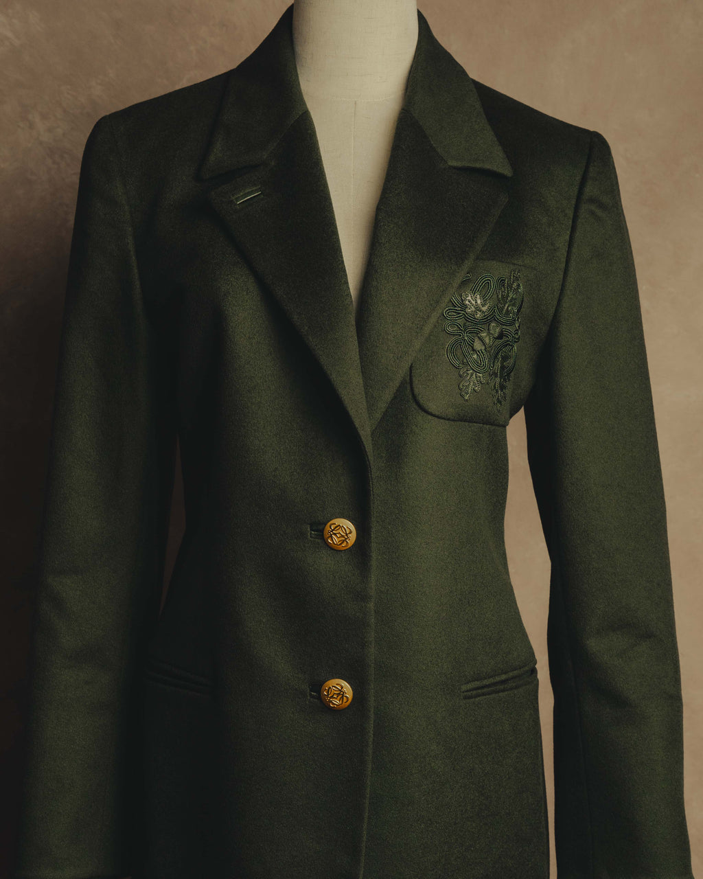 "LOEWE" 80's-00's Tailored single-breasted cashmere coat