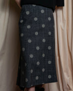 "YOHJI YAMAMOTO +NOIR" Large polka dot pattern flared skirt