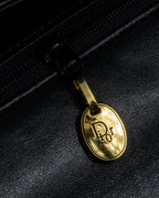 "Christian Dior" 70's-80's Radial drape design gold chain leather shoulder bag