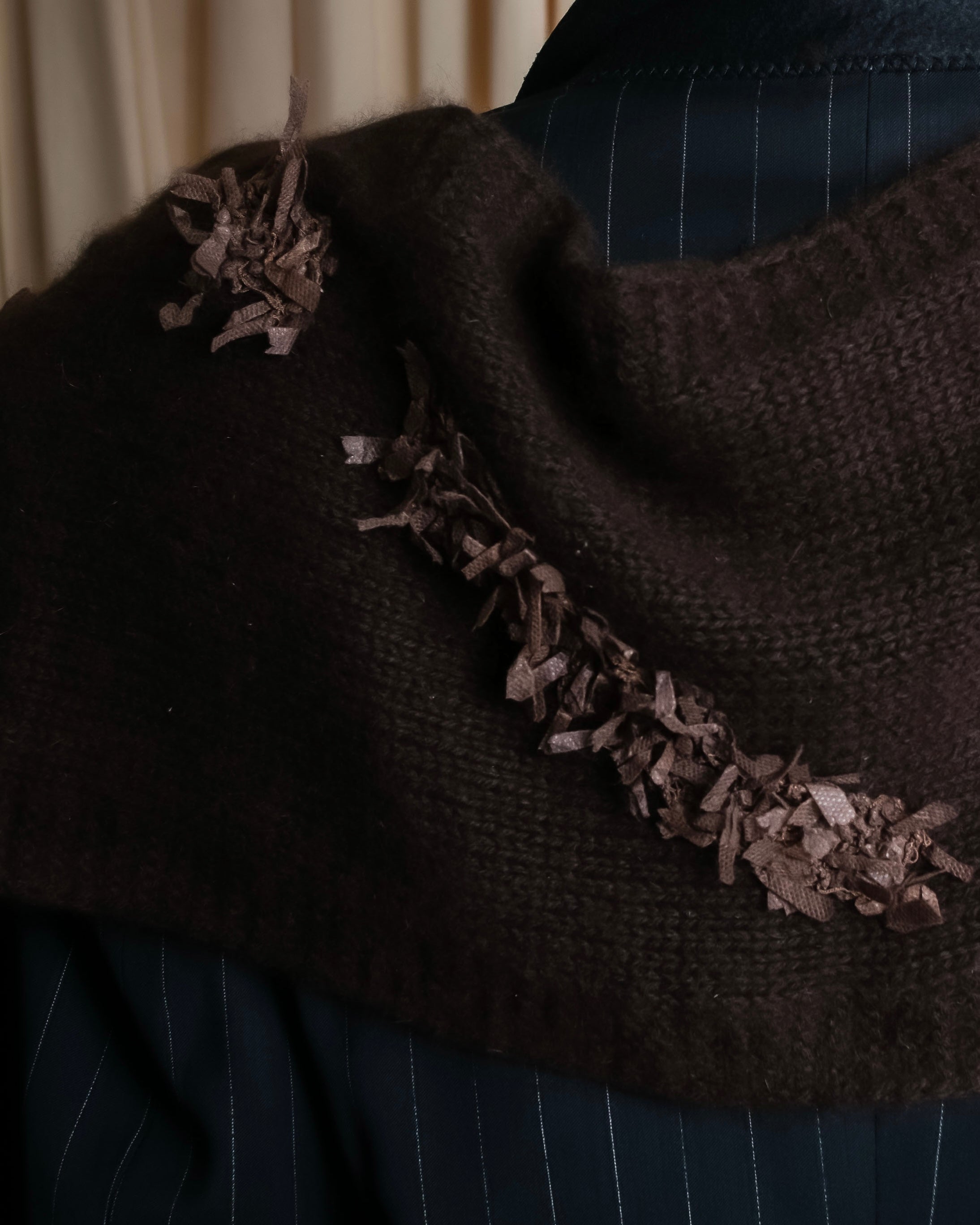 "Christian Dior  Patchwork logo detail fringe long muffler