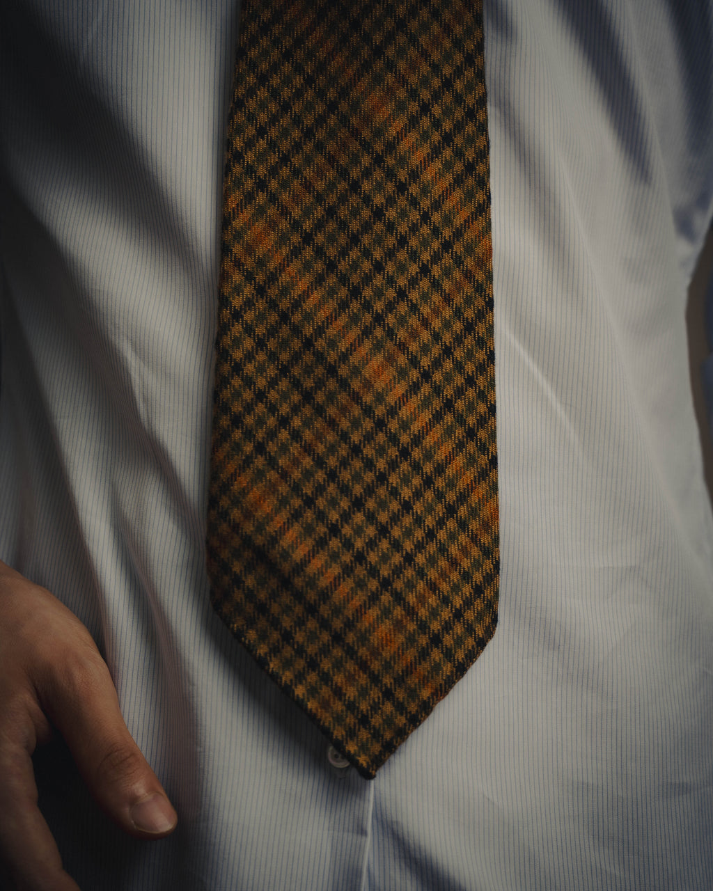 -SPECIAL- “HERMÈS” 70’s-90’s Glen plaid cashmere tie