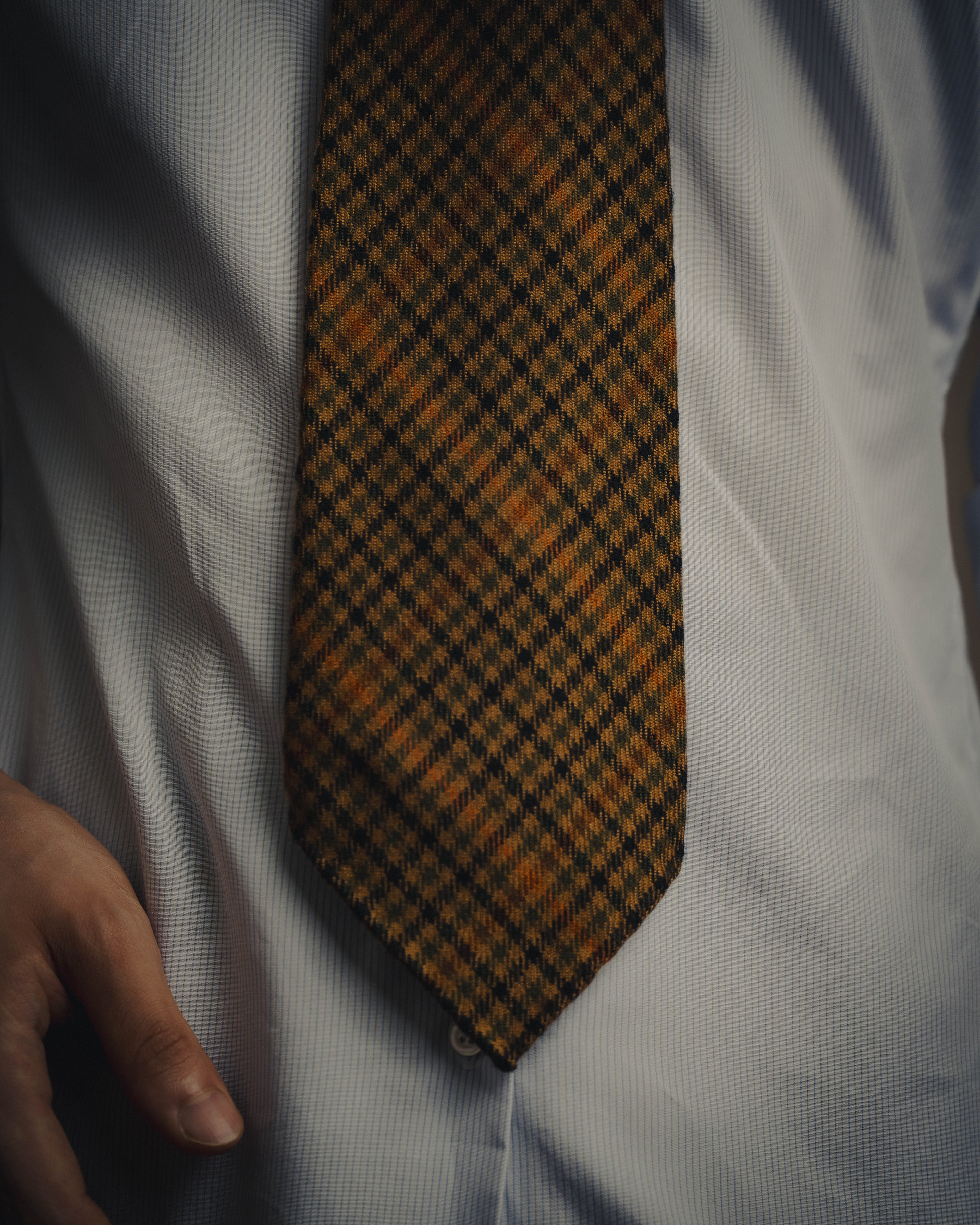 -SPECIAL- “HERMÈS” 70’s-90’s Glen plaid cashmere tie