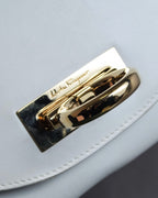 "Salvatore Ferragamo" Gancini motif structured white leather bag