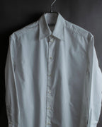 "BURBERRY" Wide collar embroidered emblem white shirt