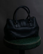 "BURBERRY" Silver stud design grained leather one-handle bag