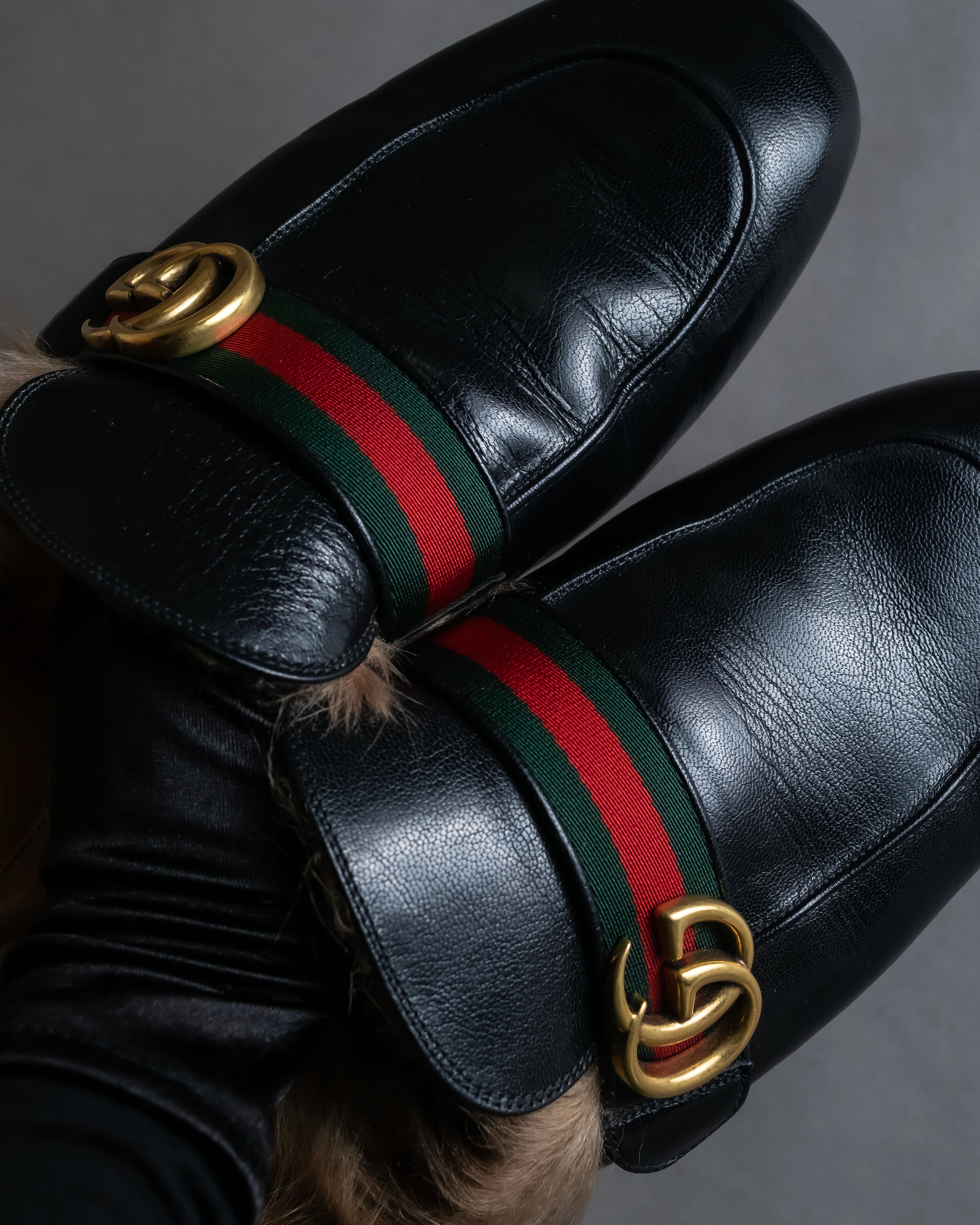 "GUCCI" GG logo design princetown loafers