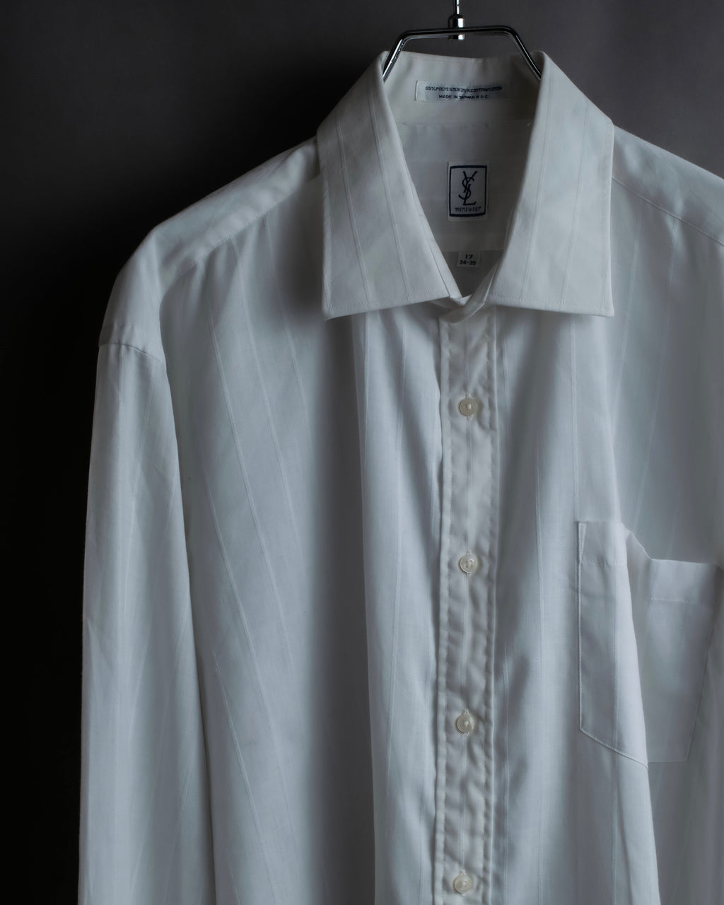 "YVES SAINT LAURENT" 1980's striped weave white shirt