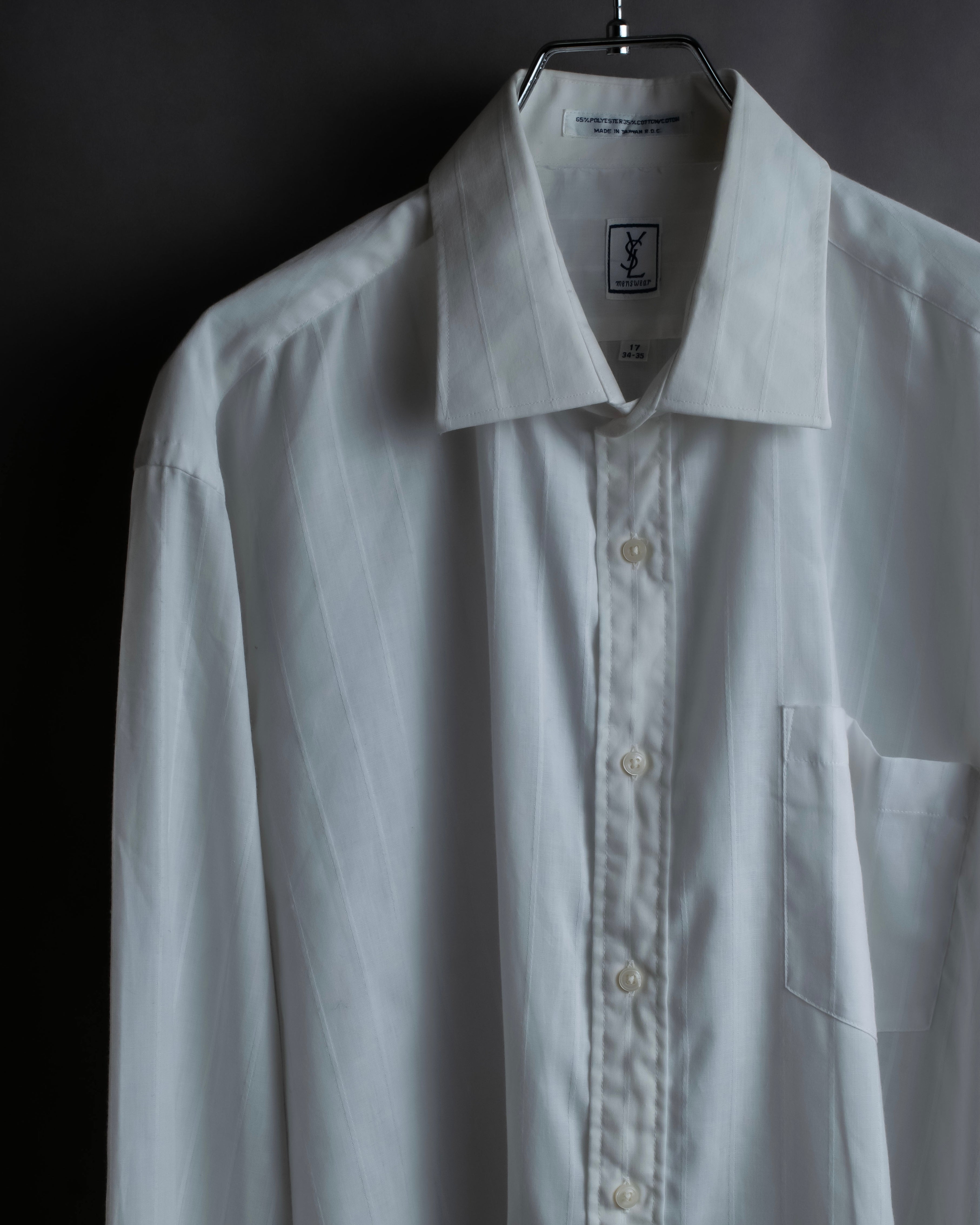 "YVES SAINT LAURENT" 1980's striped weave white shirt