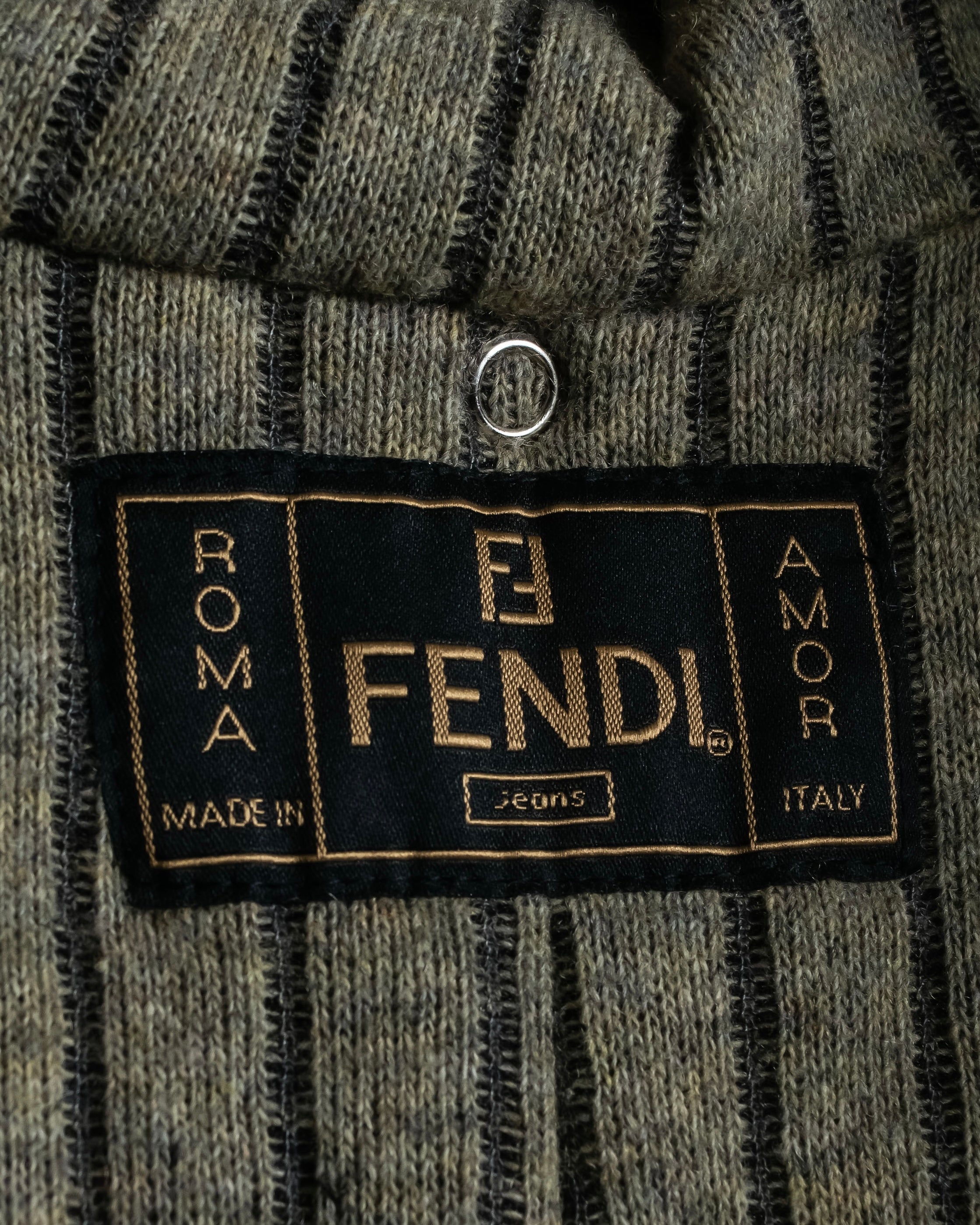"FENDI JEANS" Hood design belted gradation color long nylon down coat