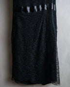 "RED VALENTINO"Ribbon belted design lace black dress