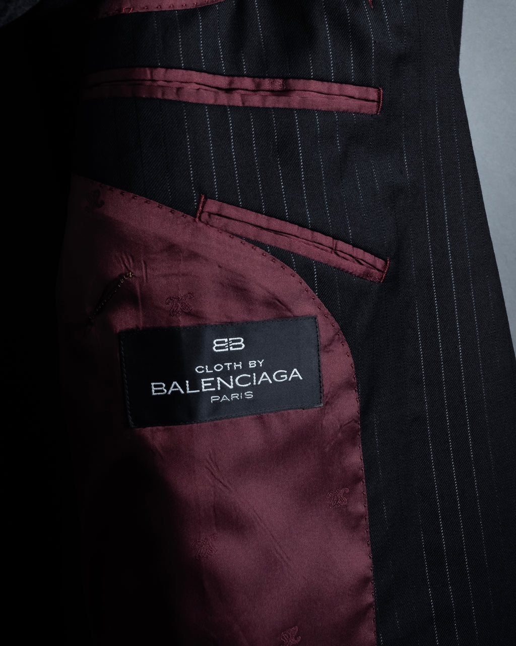 "BALENCIAGA" Chalk stripe pattern long silhouette set up