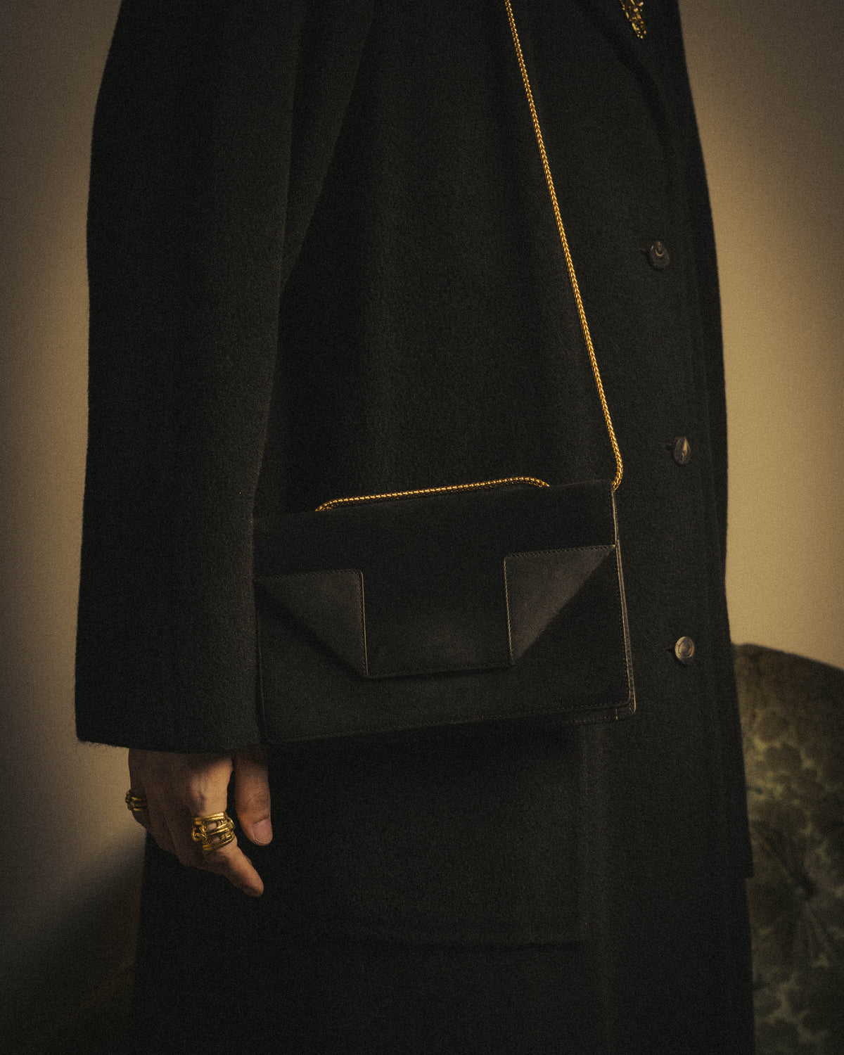 -SPECIAL- "Saint Laurent" 2013-2017 Betty suede and leather geometric flap chain shoulder bag
