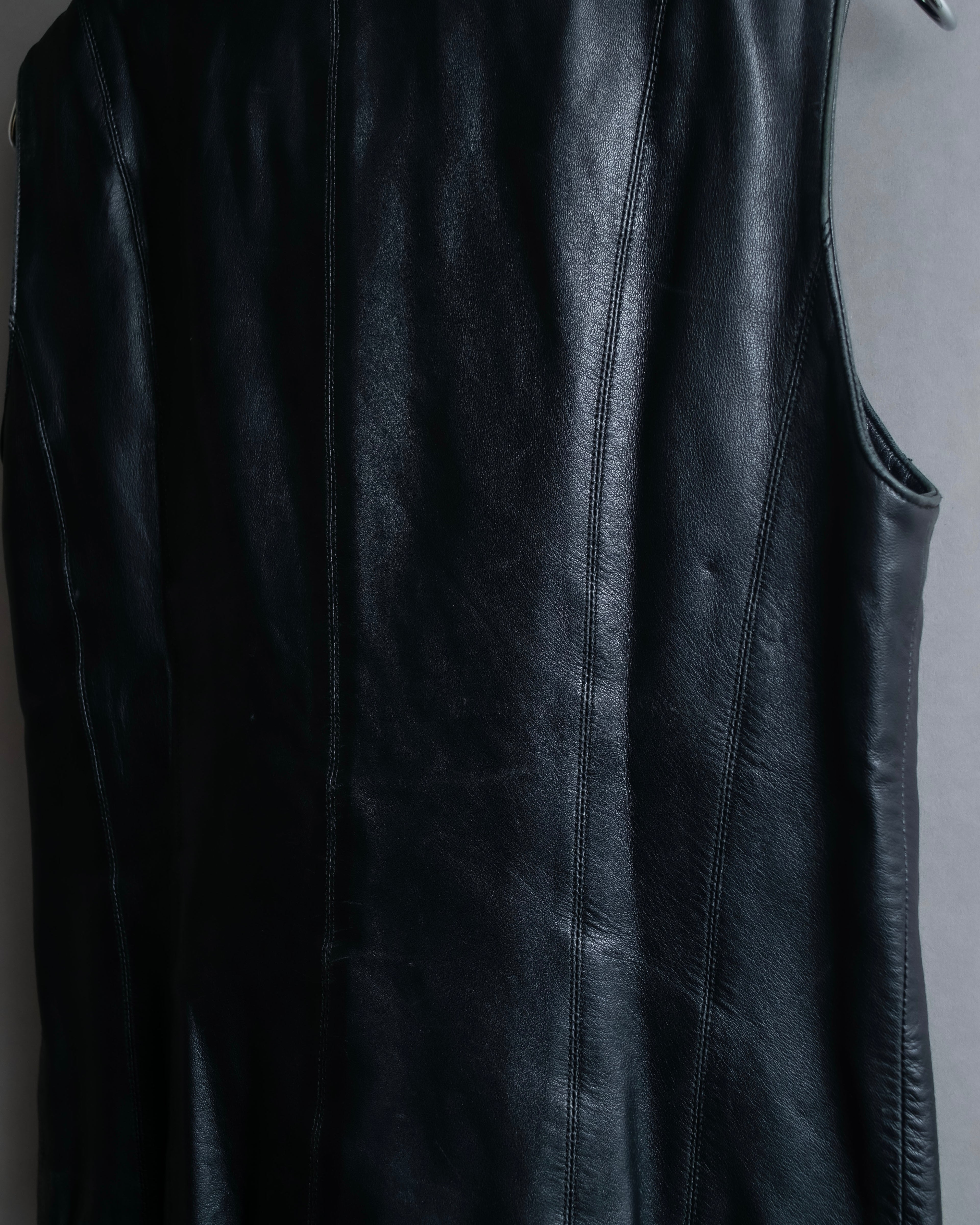 "BALMAIN" Braided detail lamb leather zip-up vest