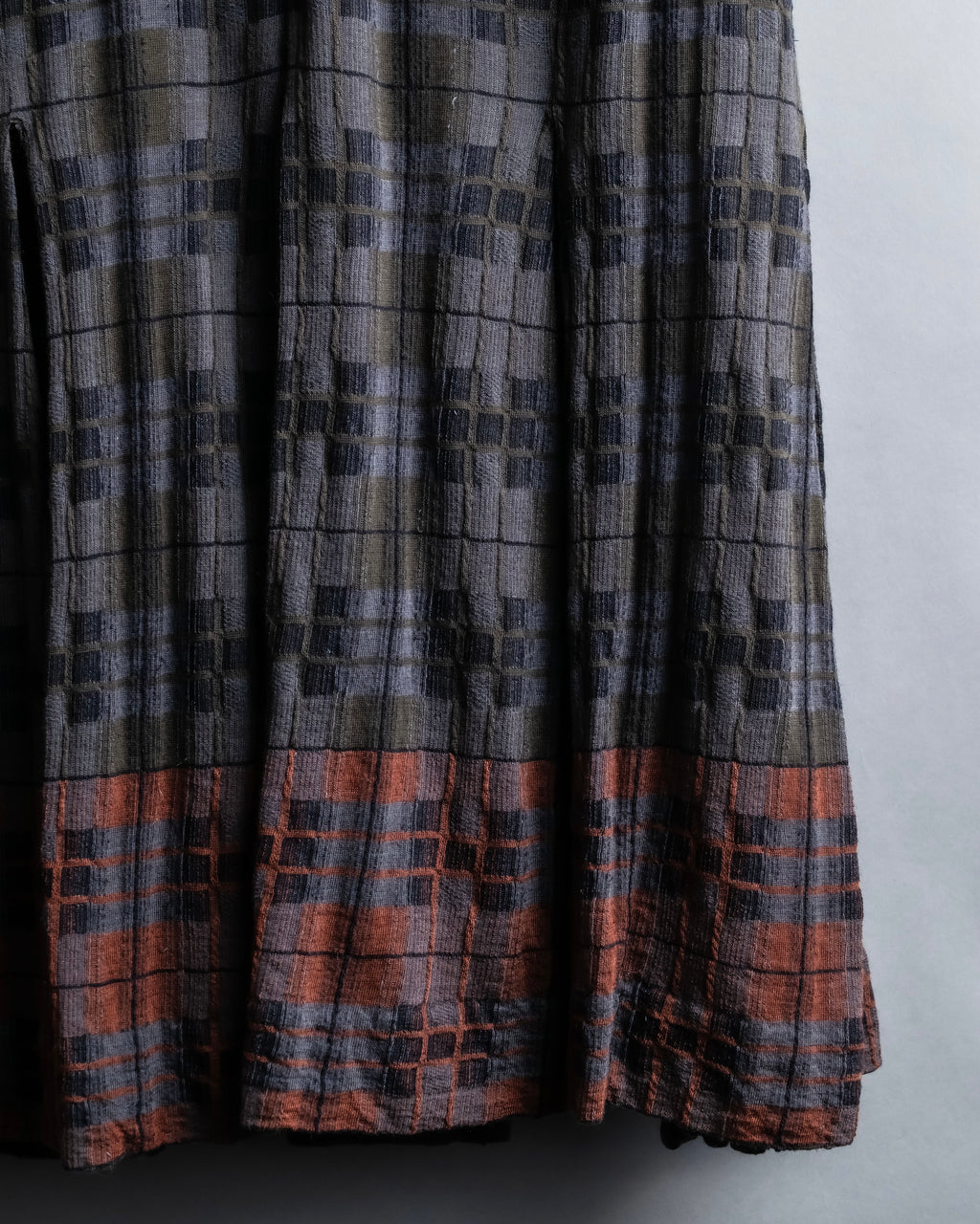 "HERMES" Check pattern cropped skirt