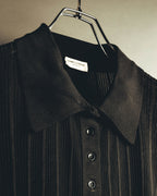 "SAINT LAURENT PARIS" 2020's Sheer ribbed silk blend polo cardigan