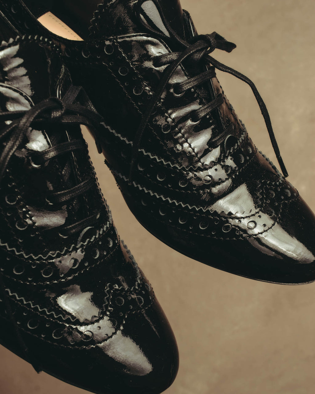 -SPECIAL- “Miu Miu” 2010’s Crystal embellished heel patent leather brogue shoes