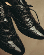 -SPECIAL- “Miu Miu” 2010’s Crystal embellished heel patent leather brogue shoes