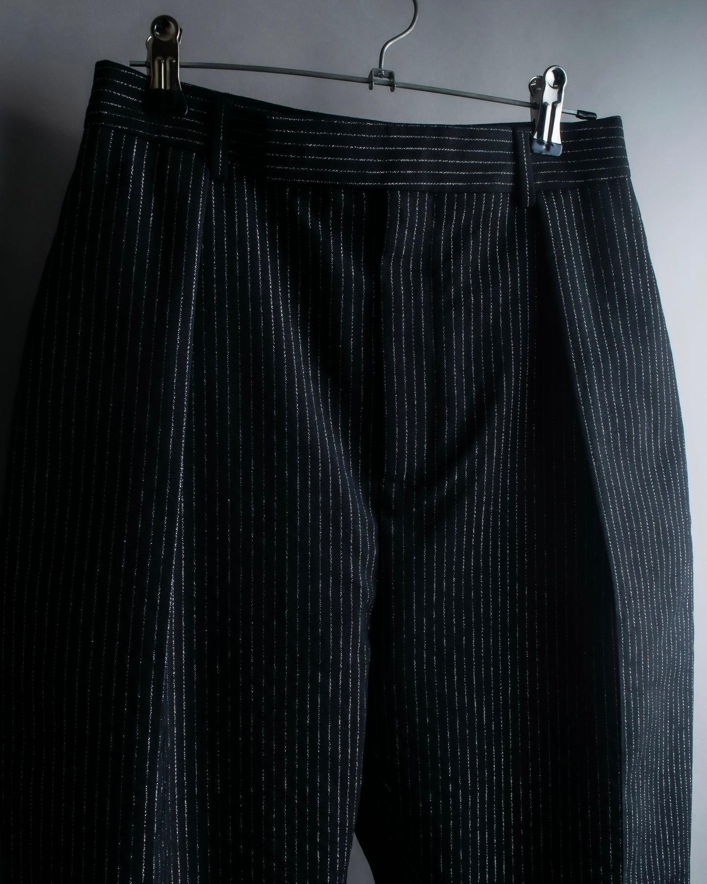 "CELINE" Shiny striped wide tapered slacks