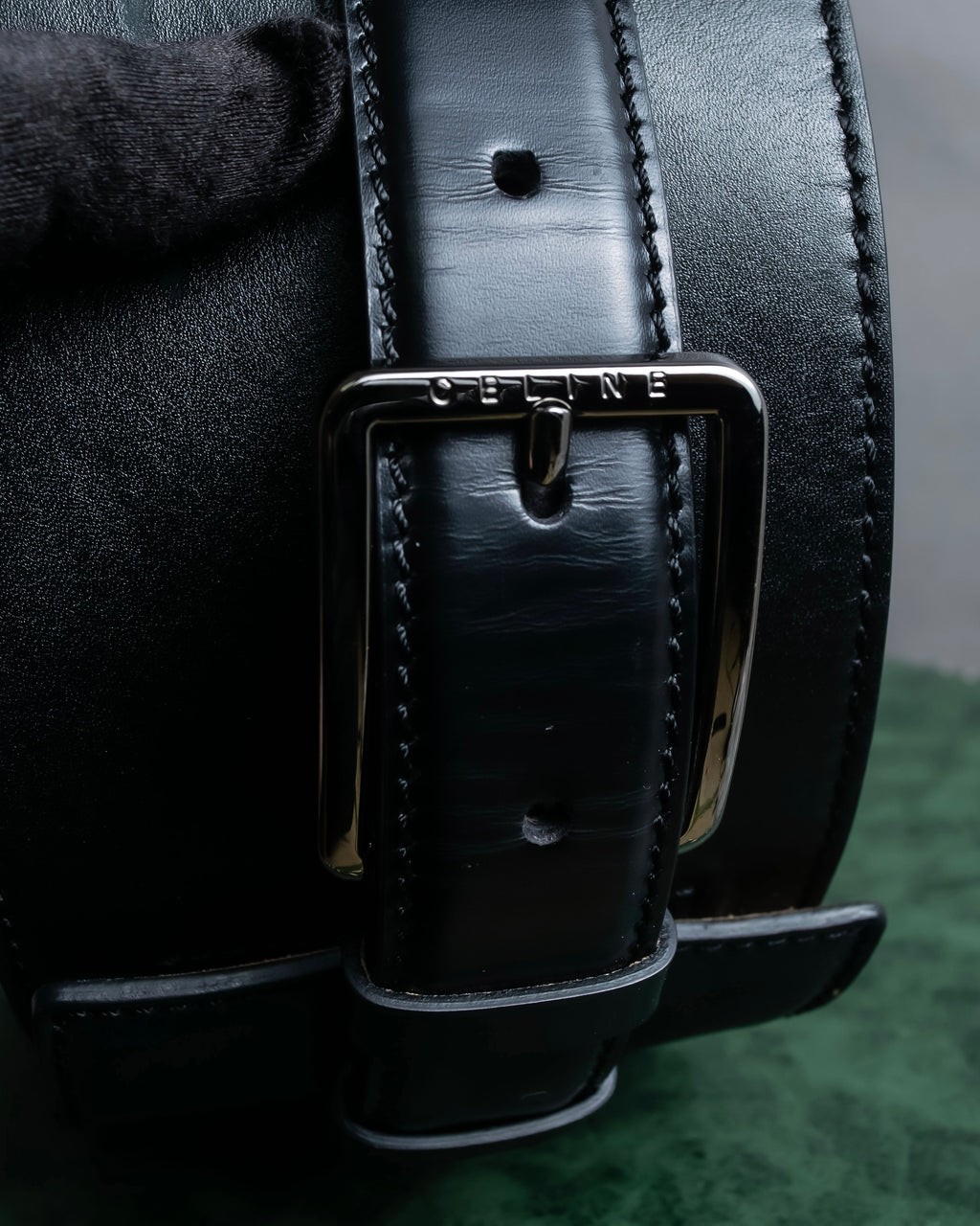 "CELINE" Double buckle belt leather corset belt