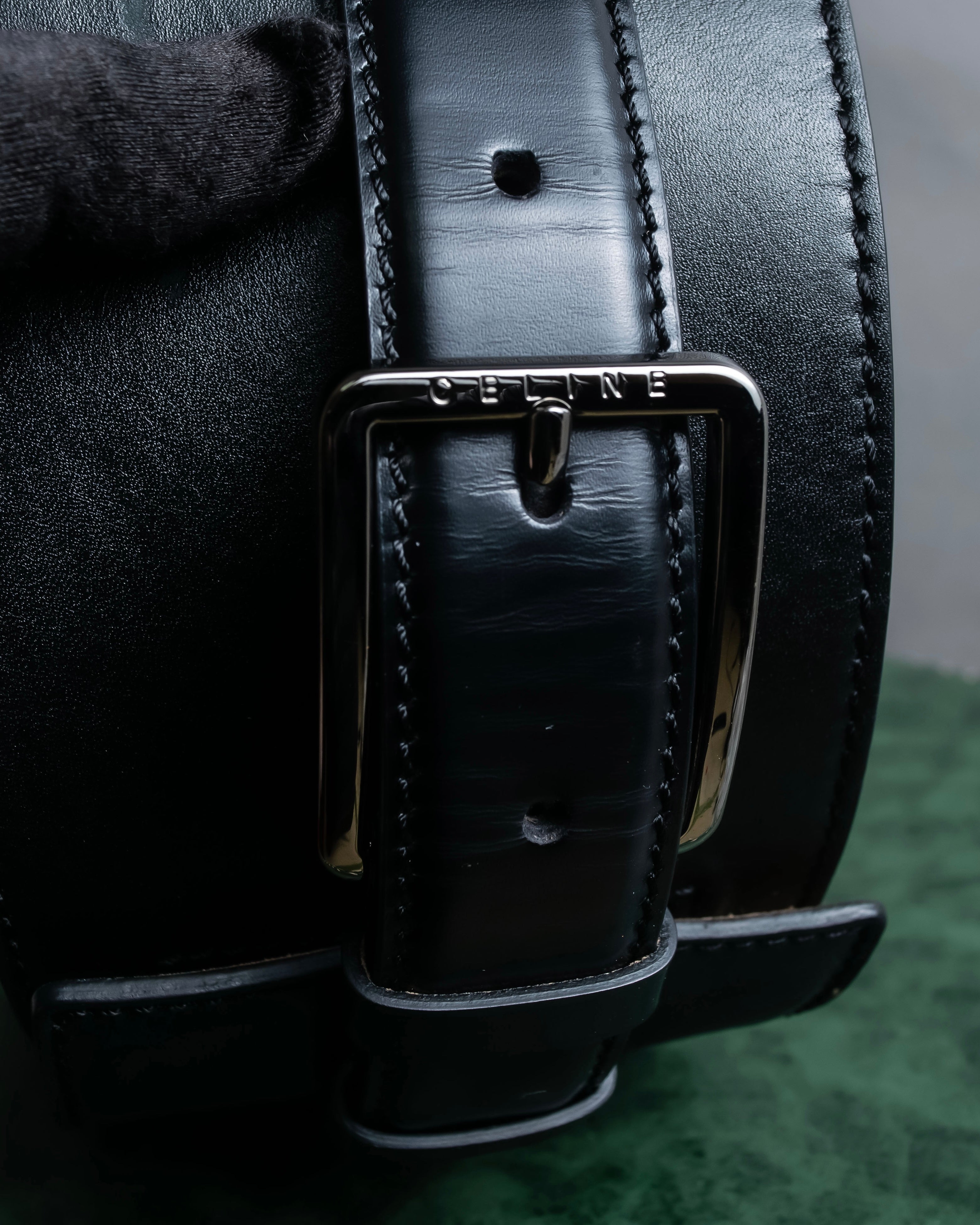 "CELINE" Double buckle belt leather corset belt