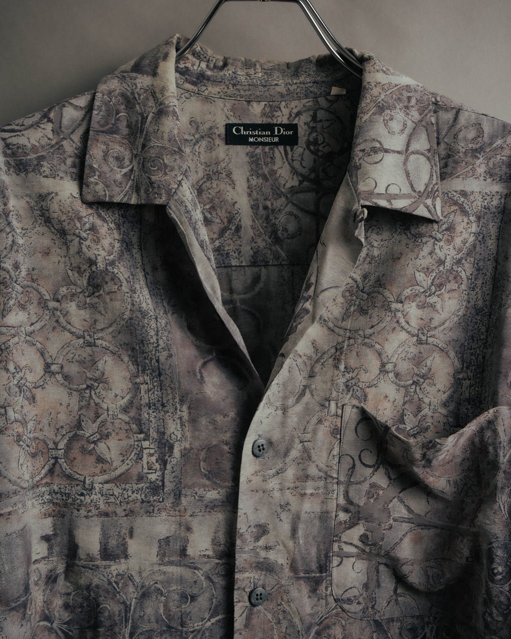"Christian Dior" 80's-90's Draped rayon patterned shirt