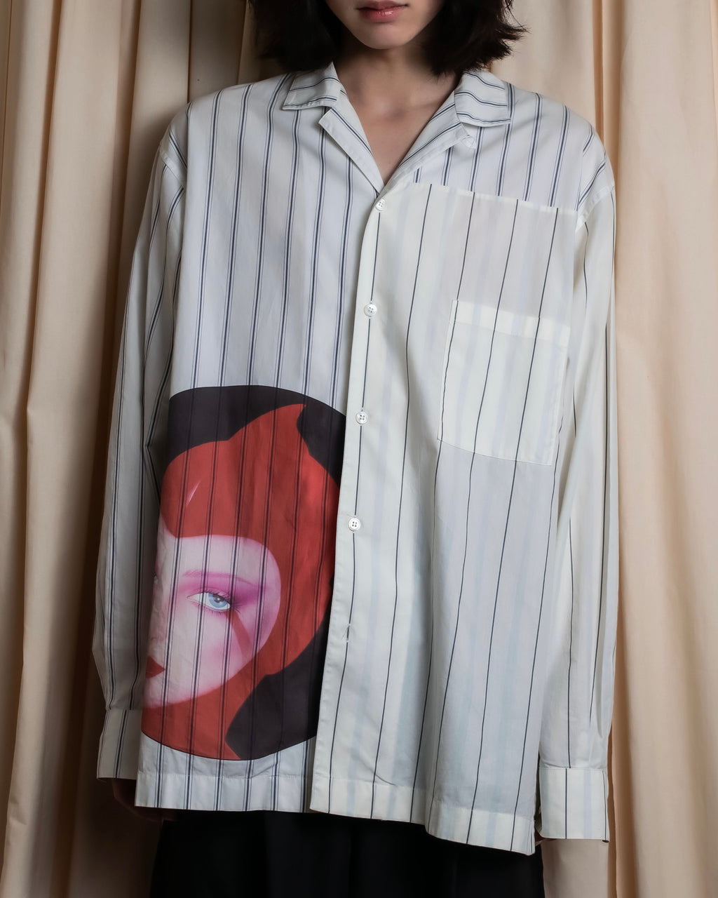 "STELLA McCARTNEY" 18SS Drag queen graphic design stripe shirt