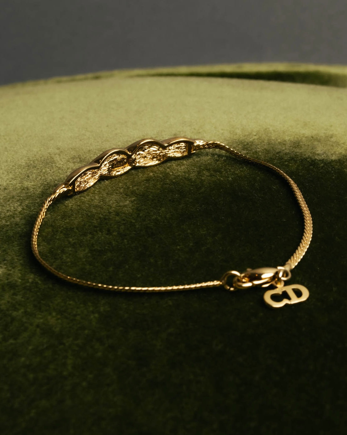 "Christian Dior" 80's-90's Gold tone rhinestone bracelet