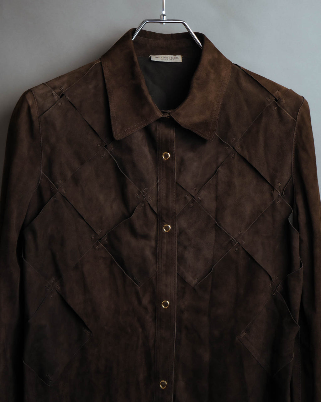 -SPECIAL- “BOTTEGA VENETA” 80’s-90’s Intrecciato suede leather shirt