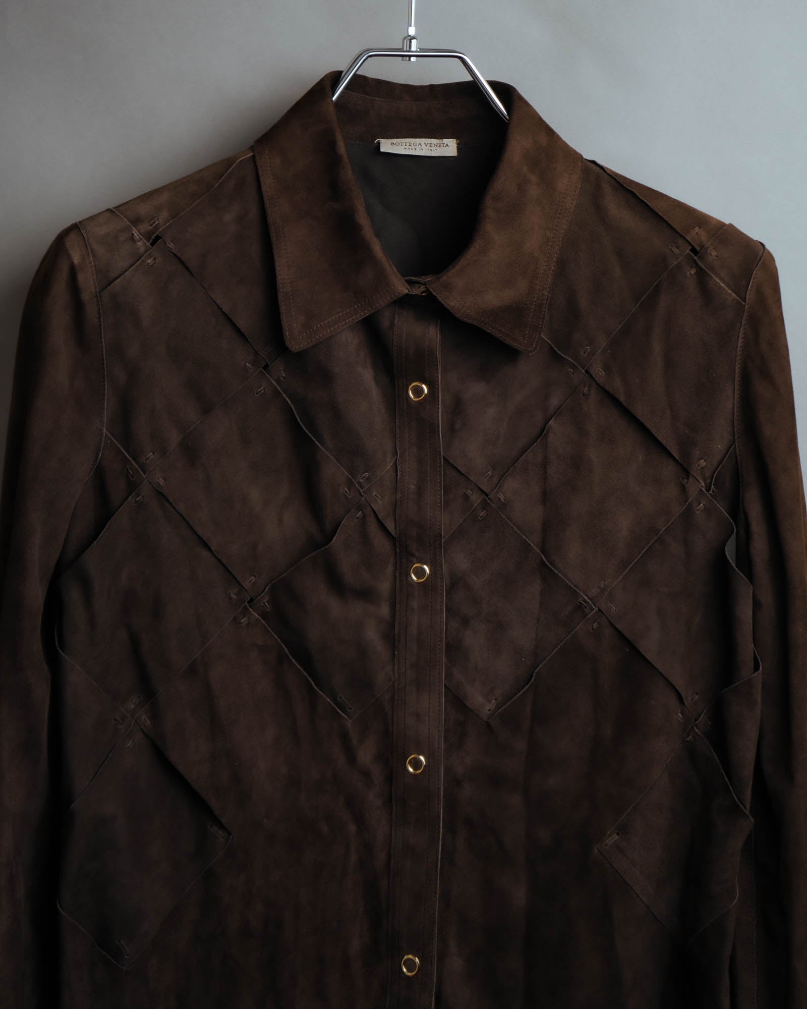 -SPECIAL- “BOTTEGA VENETA” 80’s-90’s Intrecciato suede leather shirt